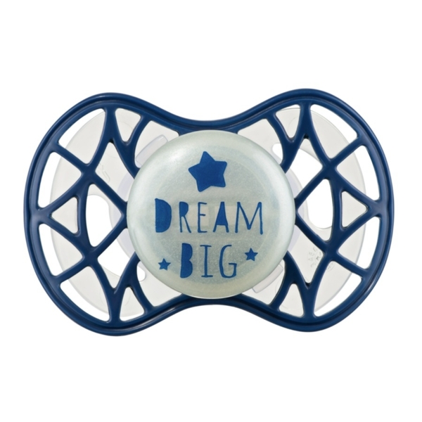 Силиконовая ортодонтическая пустышка Nuvita Air55 Cool Dream, светится в темноте, 6-12 мес., темно-синий (NV7084GBM) - Pampik