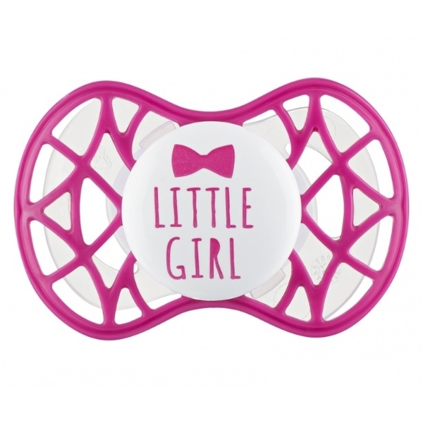 Силиконовая ортодонтическая пустышка Nuvita Air55 Cool Little Girl, 6-12 мес., малиновый (NV7084SI) - Pampik