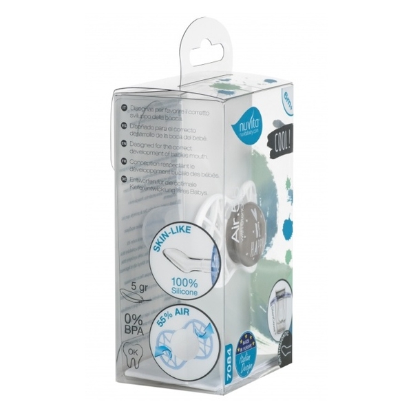 Силіконова ортодонтична пустушка Nuvita Air55 Cool Be Happy, 6-12 міс., сірий (NV7084PG) - Pampik - 4