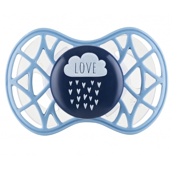 Силіконова ортодонтична пустушка Nuvita Air55 Cool Love, 6-12 міс., темно-синій (NV7084CB) - Pampik