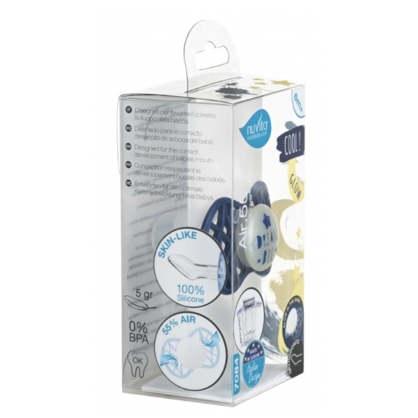 Силиконовая ортодонтическая пустышка Nuvita Air55 Cool Dream, светится в темноте, 6-12 мес., темно-синий (NV7084GBM) - Pampik - 4