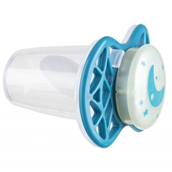 Силіконова ортодонтична пустушка Nuvita Air55 Cool Moon, світиться в темряві, 0+ міс., бірюзовий (NV7064GE) - Pampik - 2