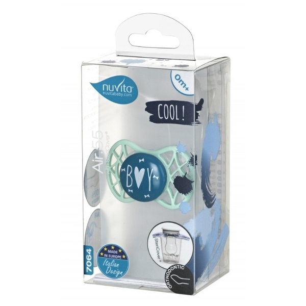 Силиконовая ортодонтическая пустышка Nuvita Air55 Cool Boy, 0+ мес., зеленый (NV7064NG) - Pampik - 3