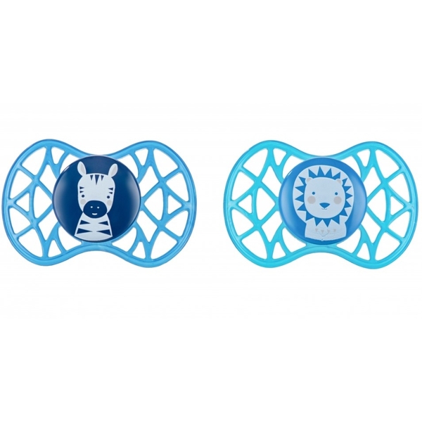 Силіконова ортодонтична пустушка Nuvita Air55 Explorer Зебра та Лев, 6-12 міс., 2 шт. (NV7086M) - Pampik