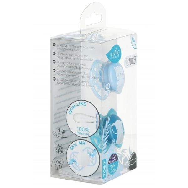 Силіконова симетрична пустушка Nuvita Air55 Explorer Тигр та Слон, 0+ міс., 2 шт. (NV7067M) - Pampik - 4