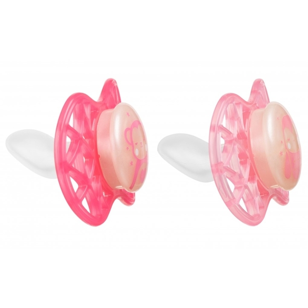 Силиконовая ортодонтическая пустышка Nuvita Air55 Explorer Обезьяна и Сова, светится в темноте, 6-12 мес., 2 шт. (NV7086GF) - Pampik - 2