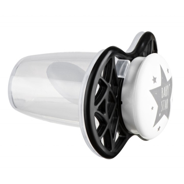 Силиконовая ортодонтическая пустышка Nuvita Air55 Cool Baby Star, 0+ мес., черный (NV7064IB) - Pampik - 2