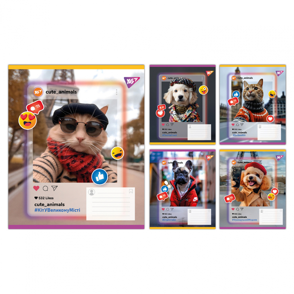 Набор тетрадей Yes Cute animals А5, в линию, 24 листа, 20 шт. (767730) - Pampik