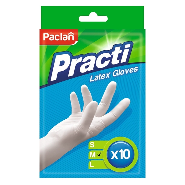 Рукавички латексні Paclan, розмір M, 10 шт. - Pampik