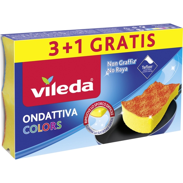 Губки кухонные для тефлона Vileda PurActive Color, 4 шт. - Pampik - 4