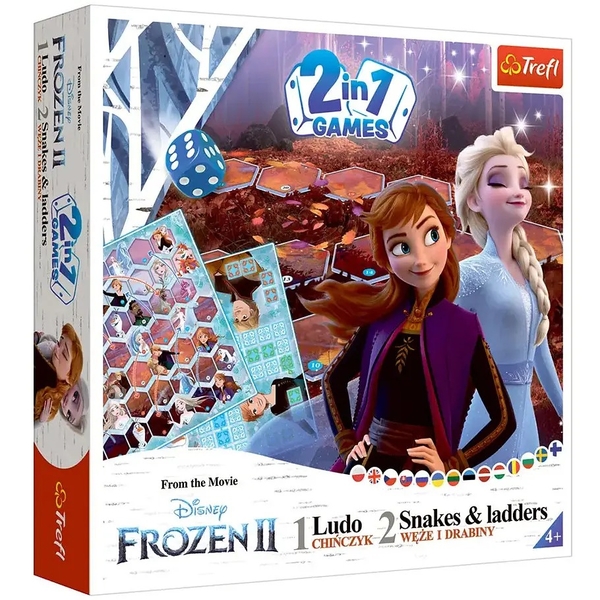 Настільна гра Trefl 2-в-1 Лудо та Сходи Дісней Крижане серце 2 (2068) - Pampik