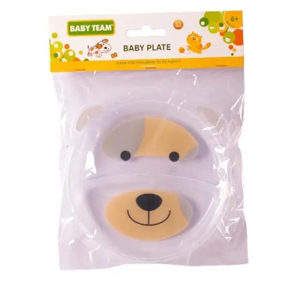 Тарелка секционная Baby Team Кот, 120 мл, белый (6000_пес_белый) - Pampik - 3