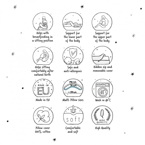 Подушка для беременных Ceba Baby Physio Multi Physio Forget me not, 190х35 см, бело-розовый (W-741-000-745) - Pampik - 2