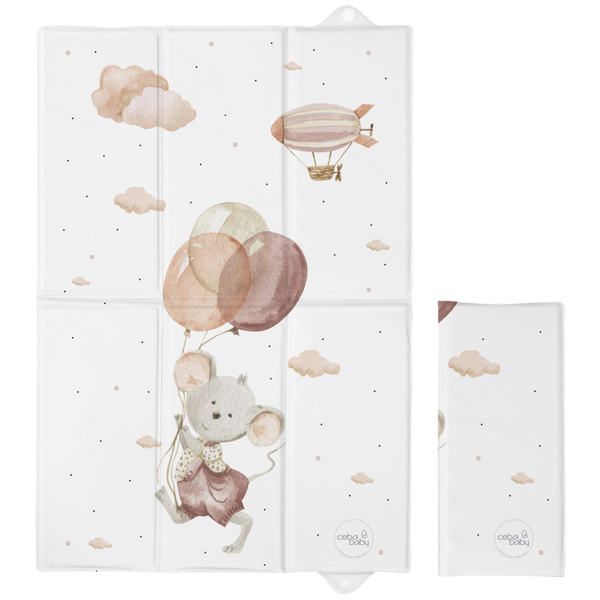 Повивальний матрац Ceba Baby Watercolor Word Mouse, 40x60 см, білий (W-305-000-727) - Pampik