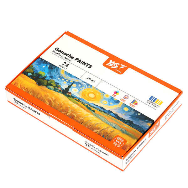 Краски гуашевые Yes Orange Line, 24 цвета по 20 мл (230434) - Pampik