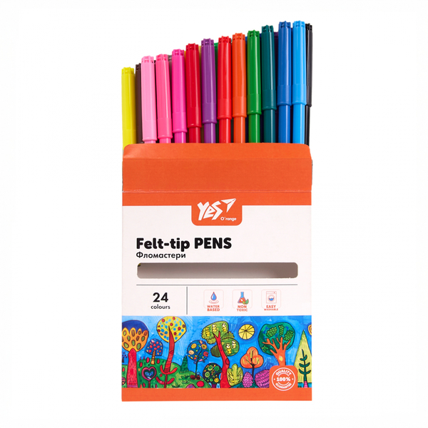 Фломастери YES Orange Line, картонна упаковка, 24 кольори (650558) - Pampik - 3