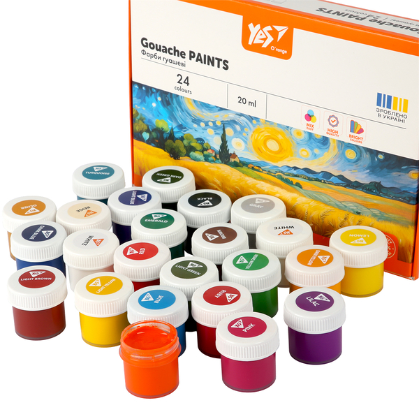 Краски гуашевые Yes Orange Line, 24 цвета по 20 мл (230434) - Pampik - 5