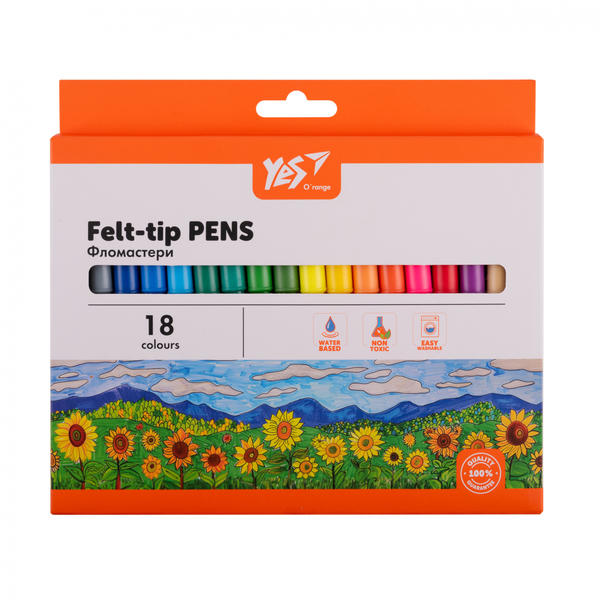 Фломастеры YES Orange Line, картонная упаковка, 18 цветов (650553) - Pampik