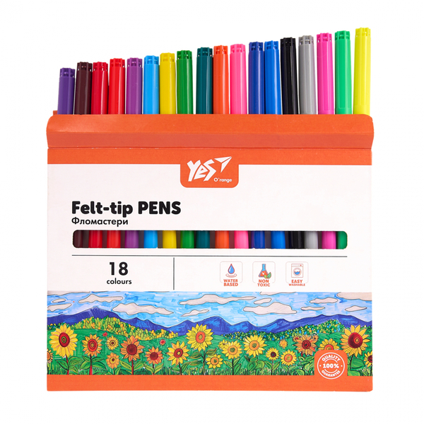Фломастеры YES Orange Line, картонная упаковка, 18 цветов (650553) - Pampik - 3