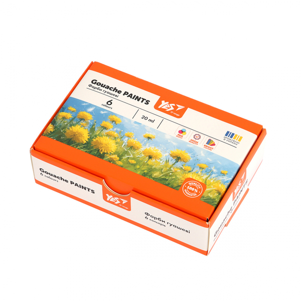 Краски гуашевые Yes Orange Line, 6 цветов по 20 мл (230430) - Pampik