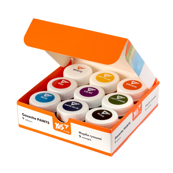 Фарби гуашеві Yes Orange Line, 9 кольорів по 20 мл (230431) - Pampik - 3
