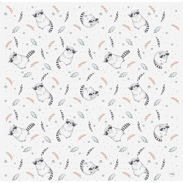 Килимок водонепроникний Ceba Baby Raccoon, 120x120 см, білий (W-308-000-636) - Pampik
