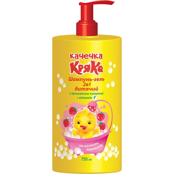 Дитячий шампунь-гель 2в1 Качечка Кряка з ароматом полуниці, 750 мл - Pampik