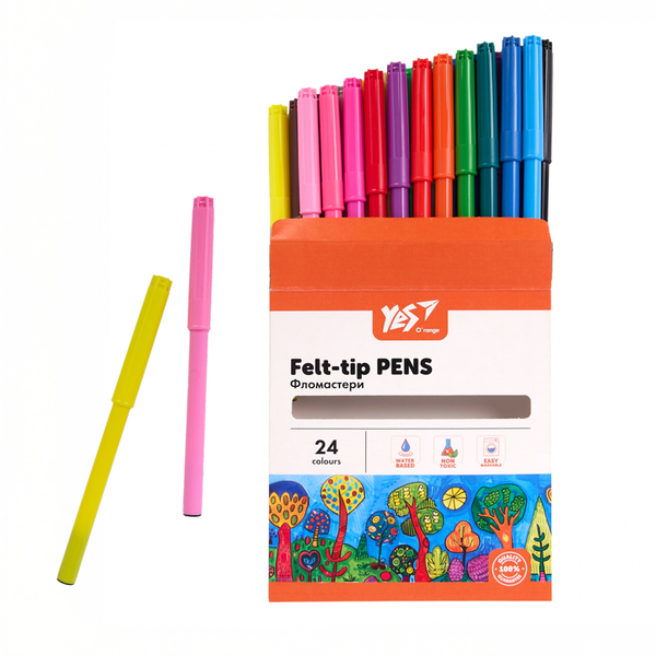 Фломастери YES Orange Line, картонна упаковка, 24 кольори (650558) - Pampik - 2