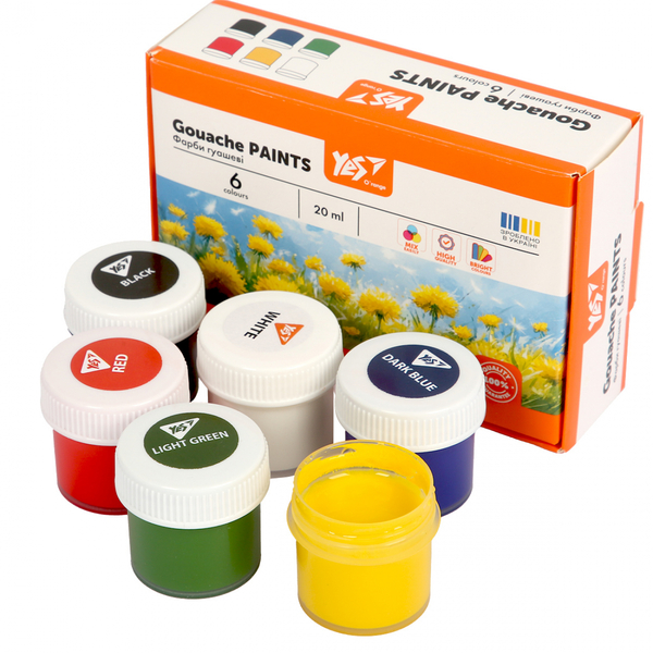 Краски гуашевые Yes Orange Line, 6 цветов по 20 мл (230430) - Pampik - 4