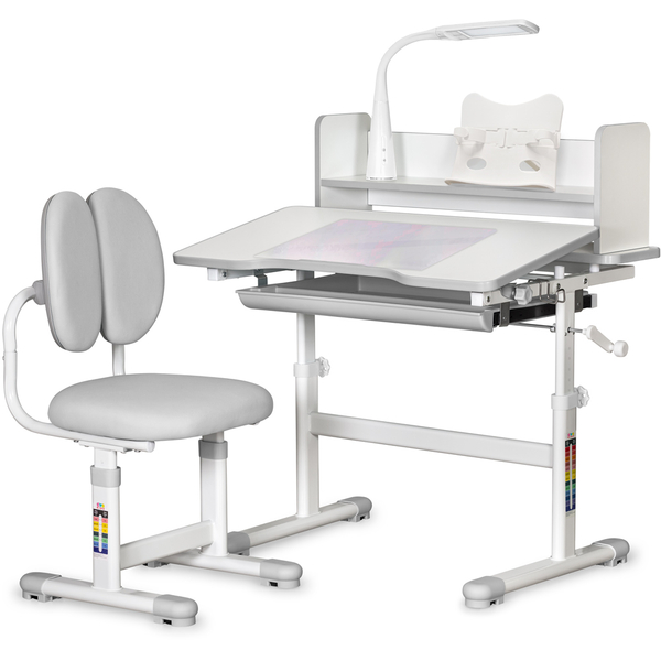 Комплект меблів Evo-Kids (стіл+стілець+полиця+лампа) BD-24 Grey (арт. BD-24 G) - Pampik