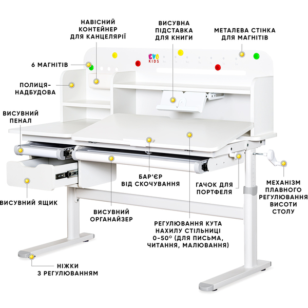 Дитячий стіл Evo-kids TH-360 Plus Grey (арт. TH-360 WG/G Plus) - Pampik - 2