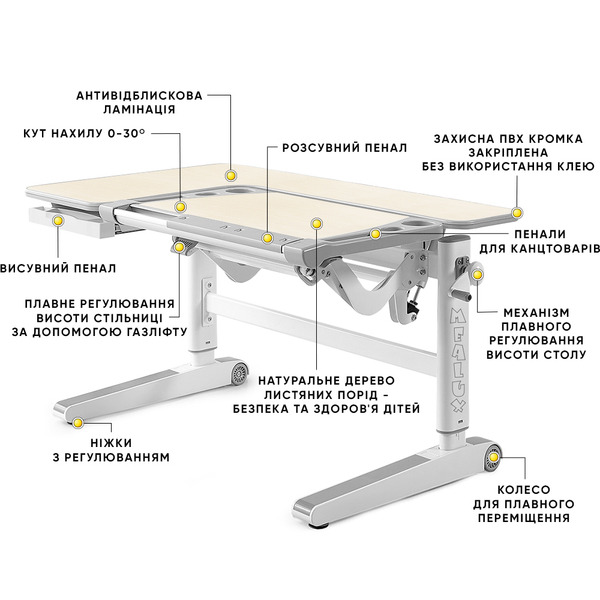 Дитячий стіл Mealux Kingwood Multicolor TG (арт. BD-820 TG/MC) - Pampik - 3