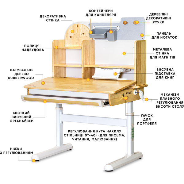 Дитячий стіл Mealux Timberdesk S (арт. BD-685 Wood S) - Pampik - 2