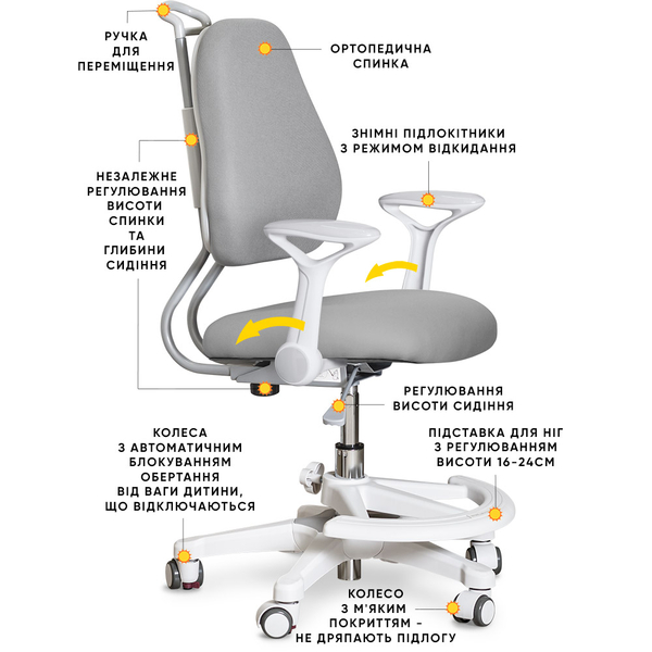 Дитяче крісло Evo-Kids Mio Ergo Grey (арт.Y-507 G) - Pampik - 2