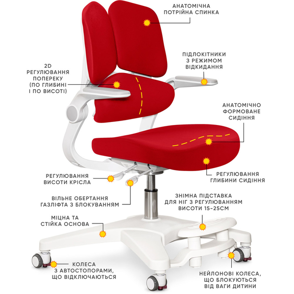 Дитяче крісло Mealux Trident Red (арт.Y-617 KR) - Pampik - 2