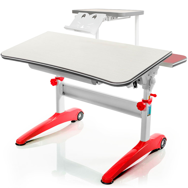 Стол Mealux Ferrari Red с полкой BD-S50 TG (арт.BD-150 F/R+BD-S50 TG) - столешница береза/цвет пластика красный (коробок-2 шт.) - Pampik