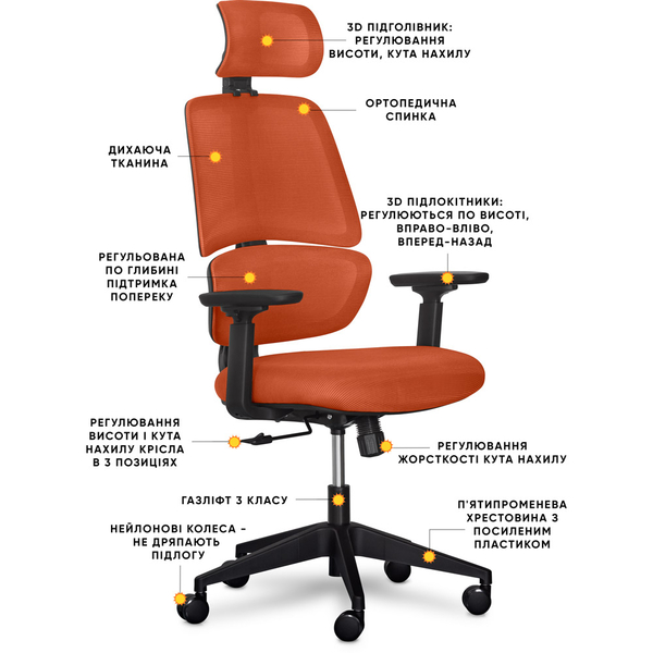 Крісло Mealux Leo Air Orange (арт.Y-543 KBY) - Pampik - 2