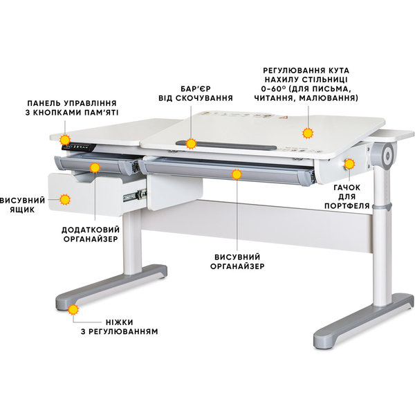 Детский стол Mealux Milton Electro lite Grey (арт. BD-730 WG lite) - Pampik - 2