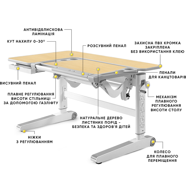 Дитячий стіл Mealux Kingwood Multicolor MG (арт. BD-820 MG/MC) - Pampik - 3