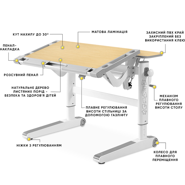 Дитячий стіл Mealux Ergowood L Multicolor MG (арт. BD-810 MG/MC) - Pampik - 3
