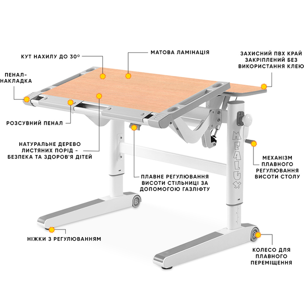 Детский стол Mealux Ergowood M Multicolor MG (арт. BD-800 MG/MC) - Pampik - 3