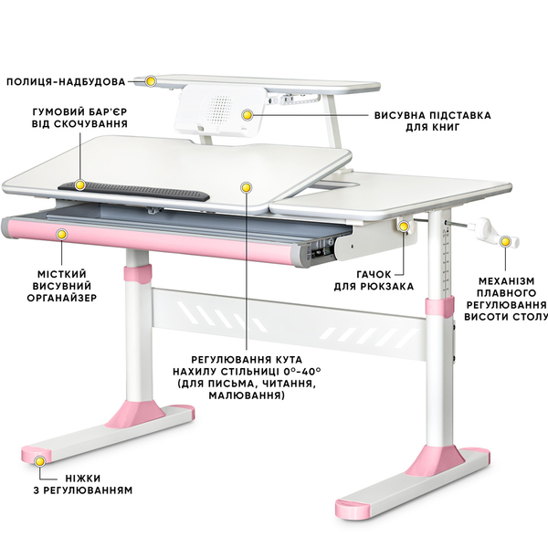 Дитячий стіл Evo-Kids TH-320 Pink (арт. TH-320 W/PN) - Pampik - 2