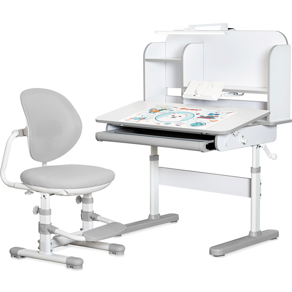 Комплект мебели (стол + стульчик + полка + лампа) Mealux Nemo XL Grey (арт. BD-39 G) - Pampik