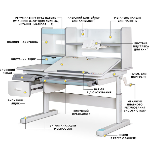 Дитячий стіл Mealux Florida Multicolor BL (арт.Evo-52 WG + BL Multicolor) - Pampik - 2