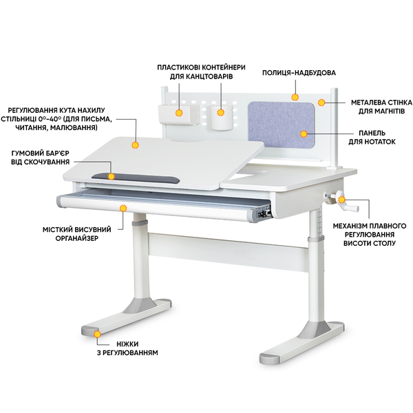 Дитячий стіл ErgoKids TH-325 Grey (арт.TH-325 W/G) - Pampik - 2