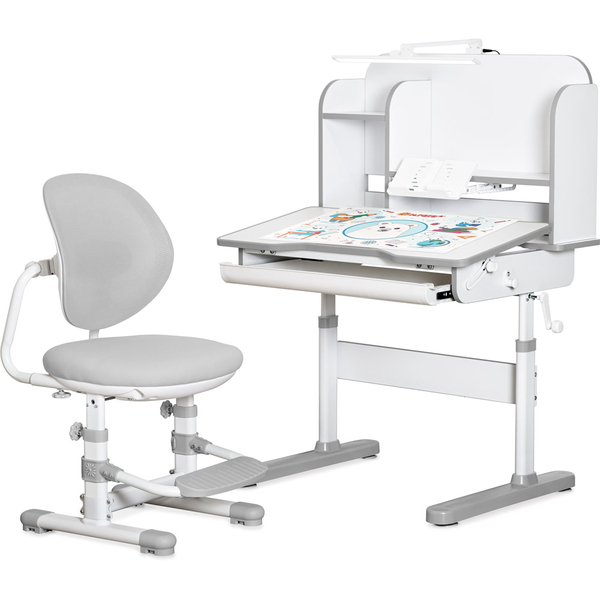 Комплект меблів (стіл + стільчик + полиця + лампа) Mealux Nemo Grey (арт. BD-38 G) - Pampik