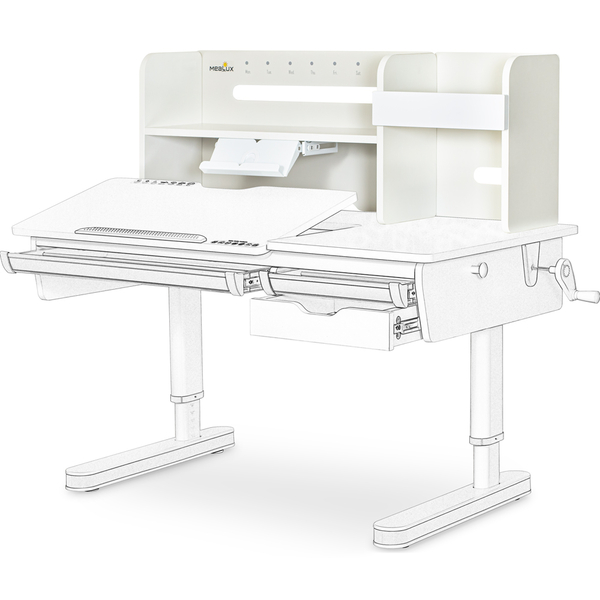 Полиця - надбудова до столу Montreal-2 White (арт.Полка BD-670-2 W) - колір білий (коробок 1 шт.) - Pampik