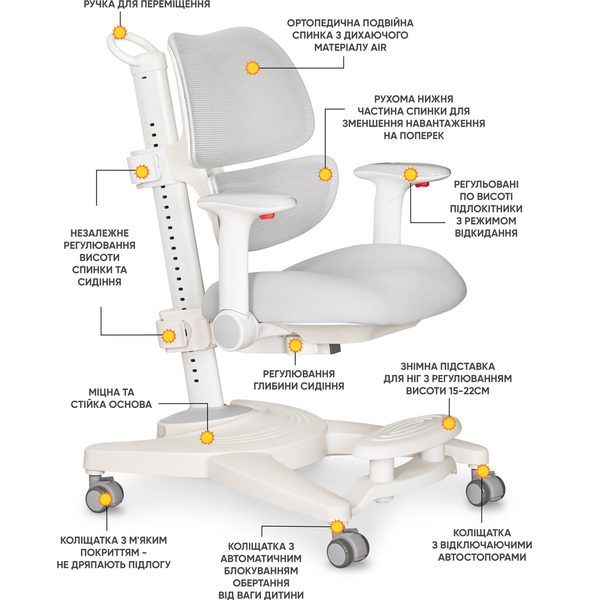 Детское кресло Mealux Space Air Grey (арт.Y-609G) - Pampik - 2