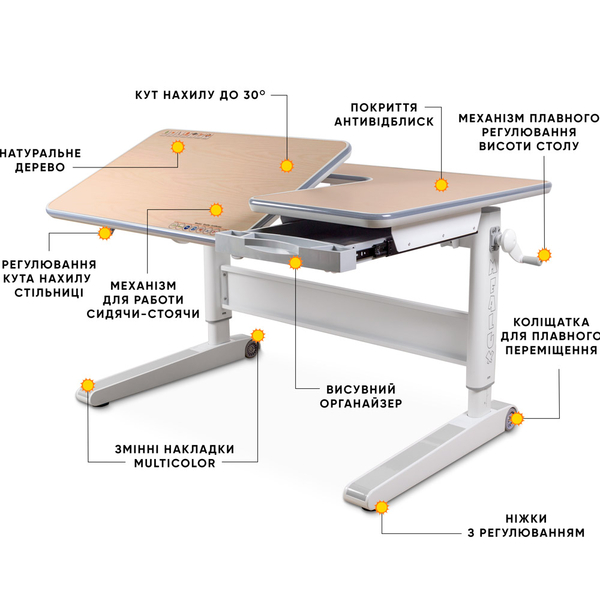 Дитячий стіл Mealux RichWood Multicolor MG (арт. BD-840 MG/MC) - Pampik - 3