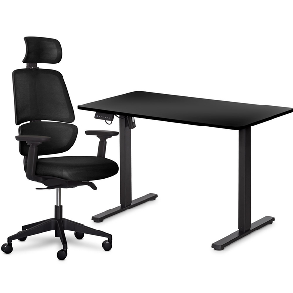 Комплект Mealux PowerDesk Lite Black + Leo Air Plus Black (арт. EVO-201 Lite B/B +Y 546 KB) - Pampik
